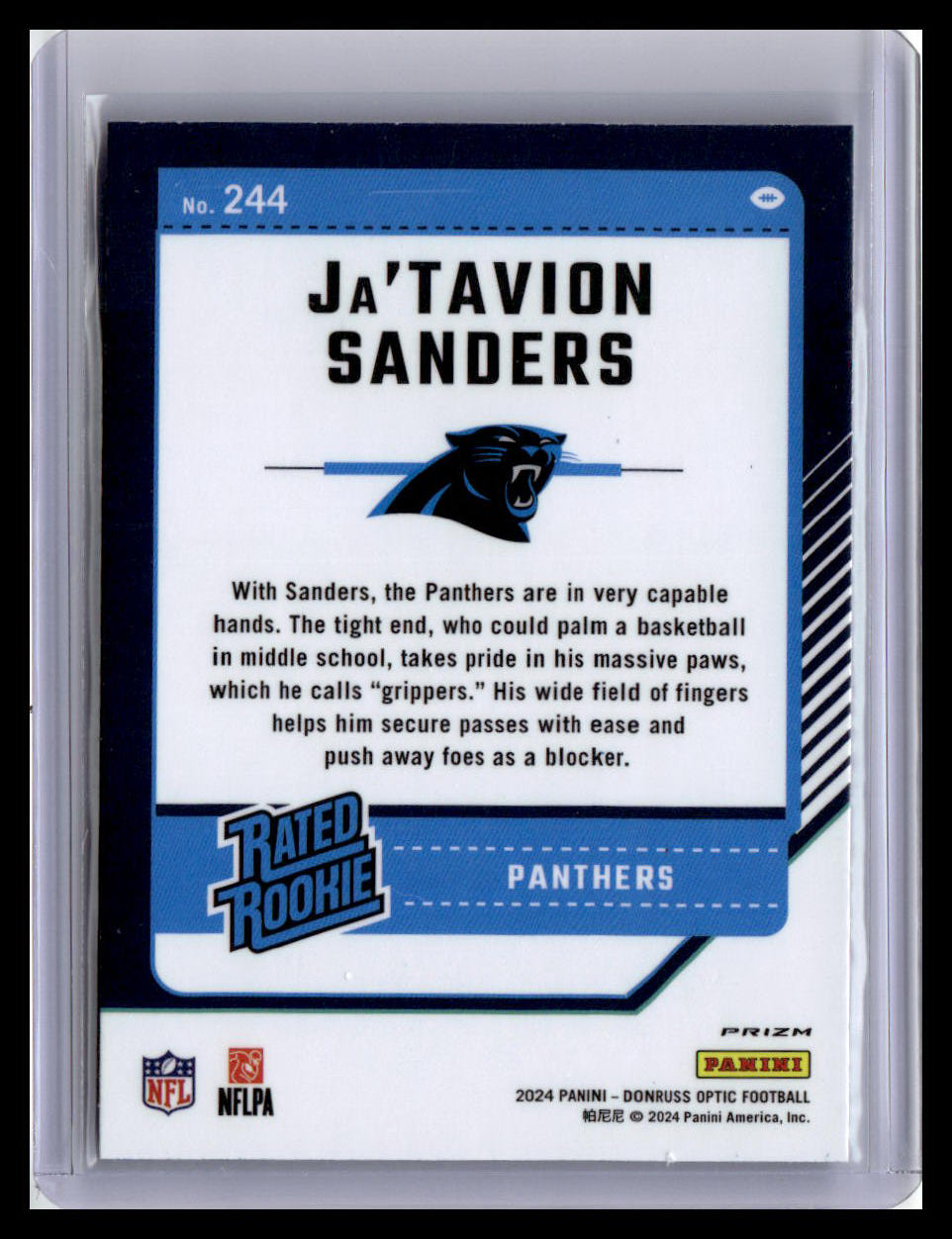 2024 Donruss Optic #244 Ja'Tavion Sanders Blue Hyper