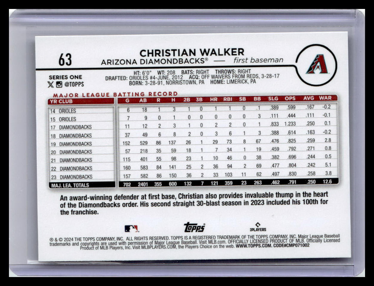 2024 Topps #63 Christian Walker