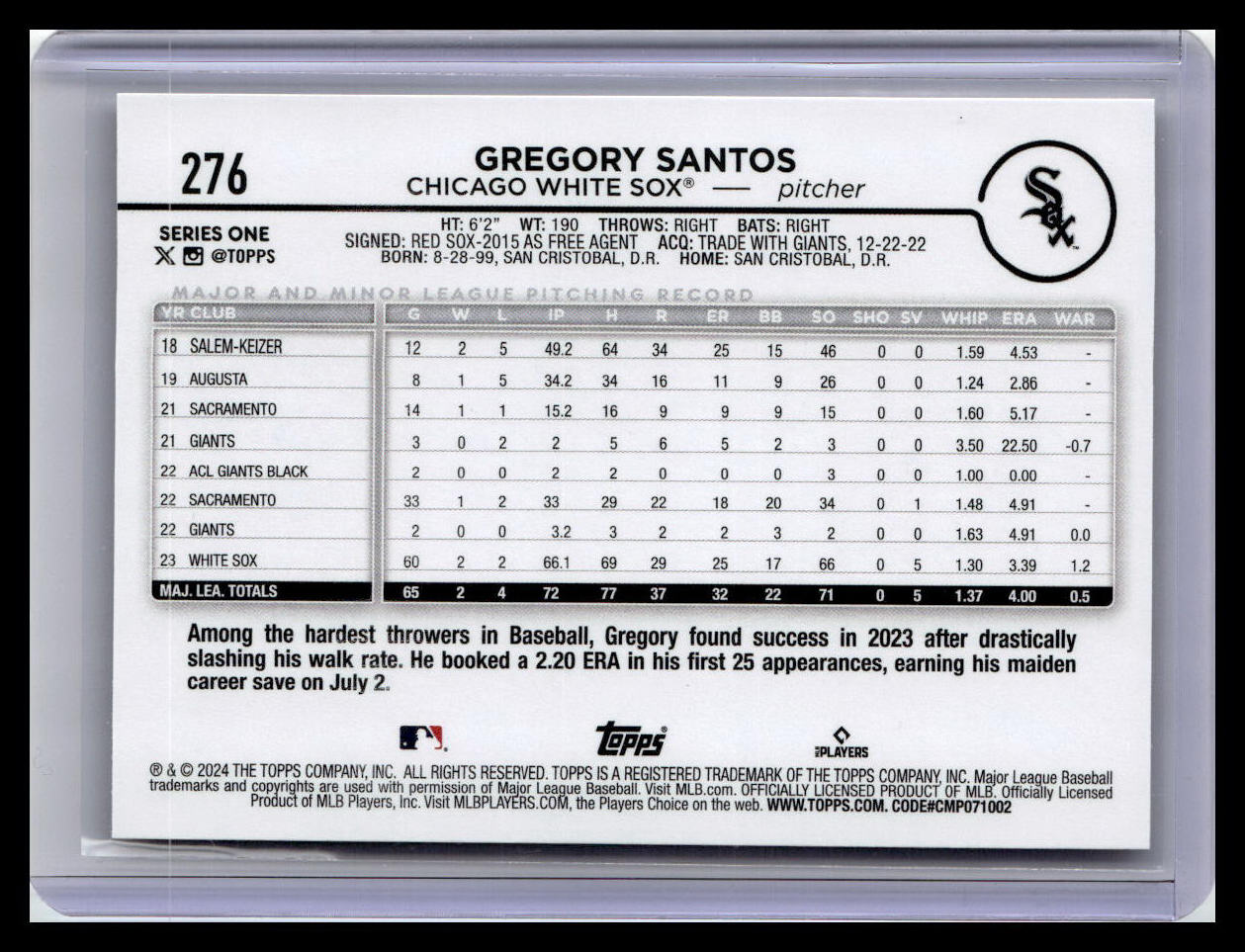 2024 Topps #276 Gregory Santos