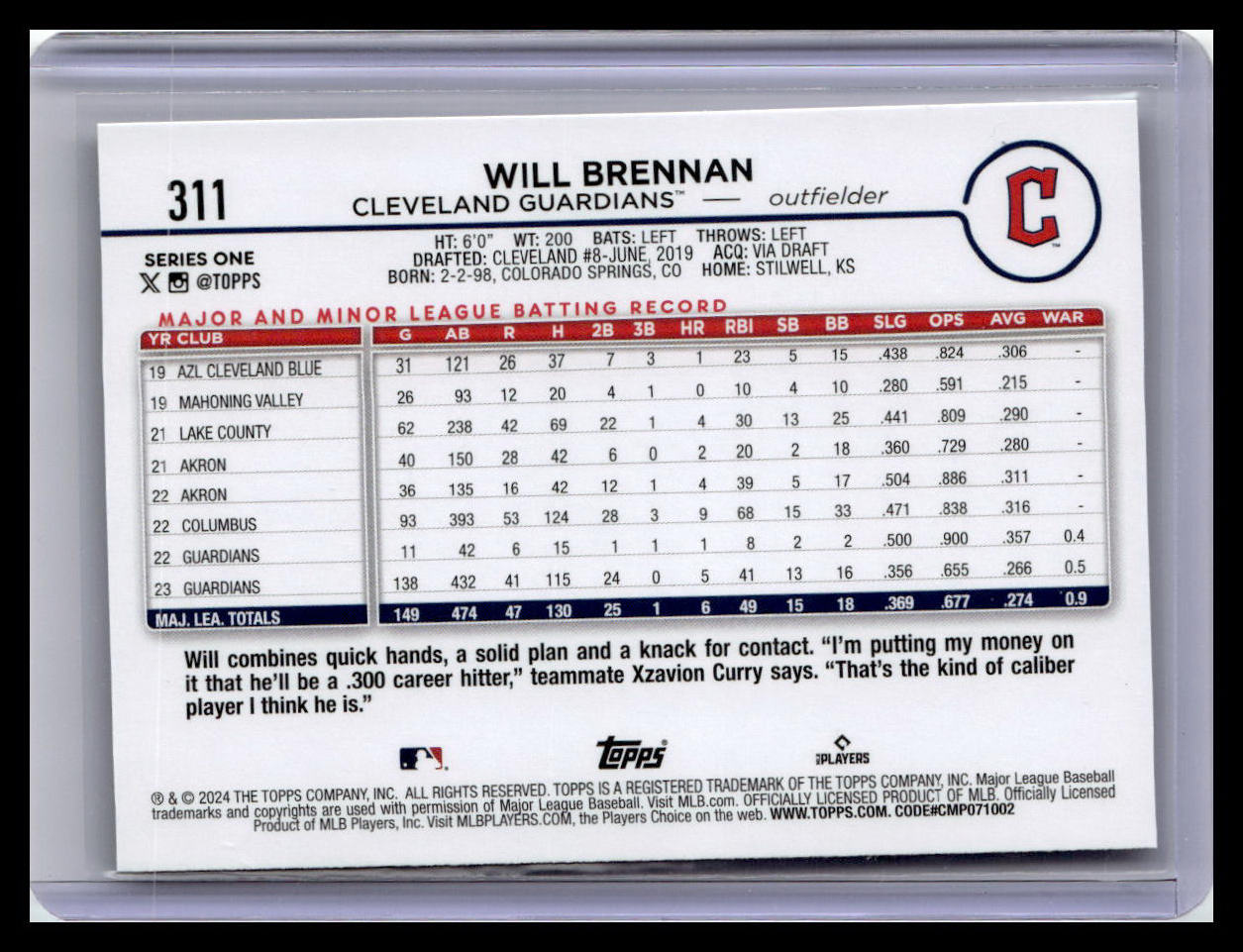 2024 Topps #311 Will Brennan