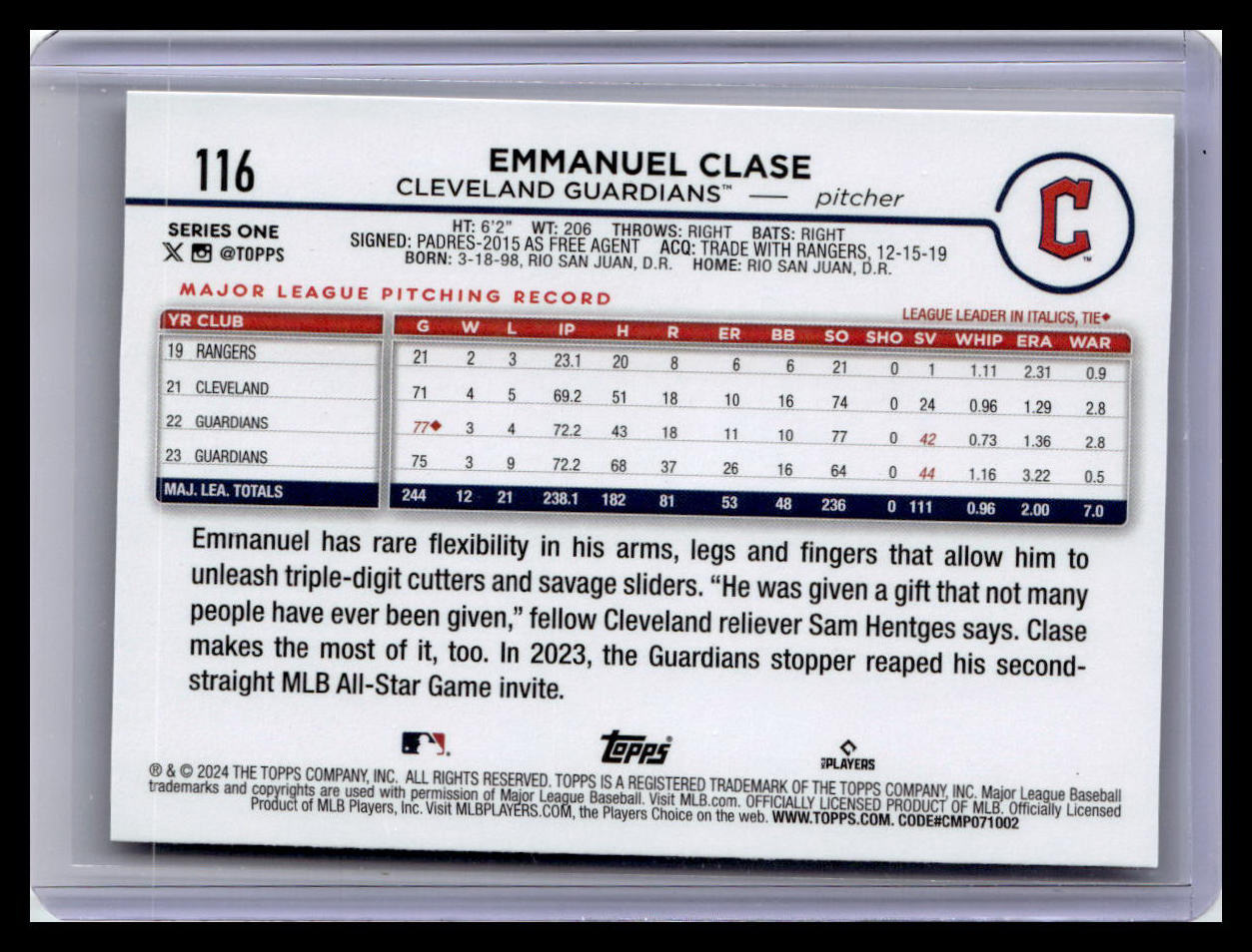 2024 Topps #116 Emmanuel Clase