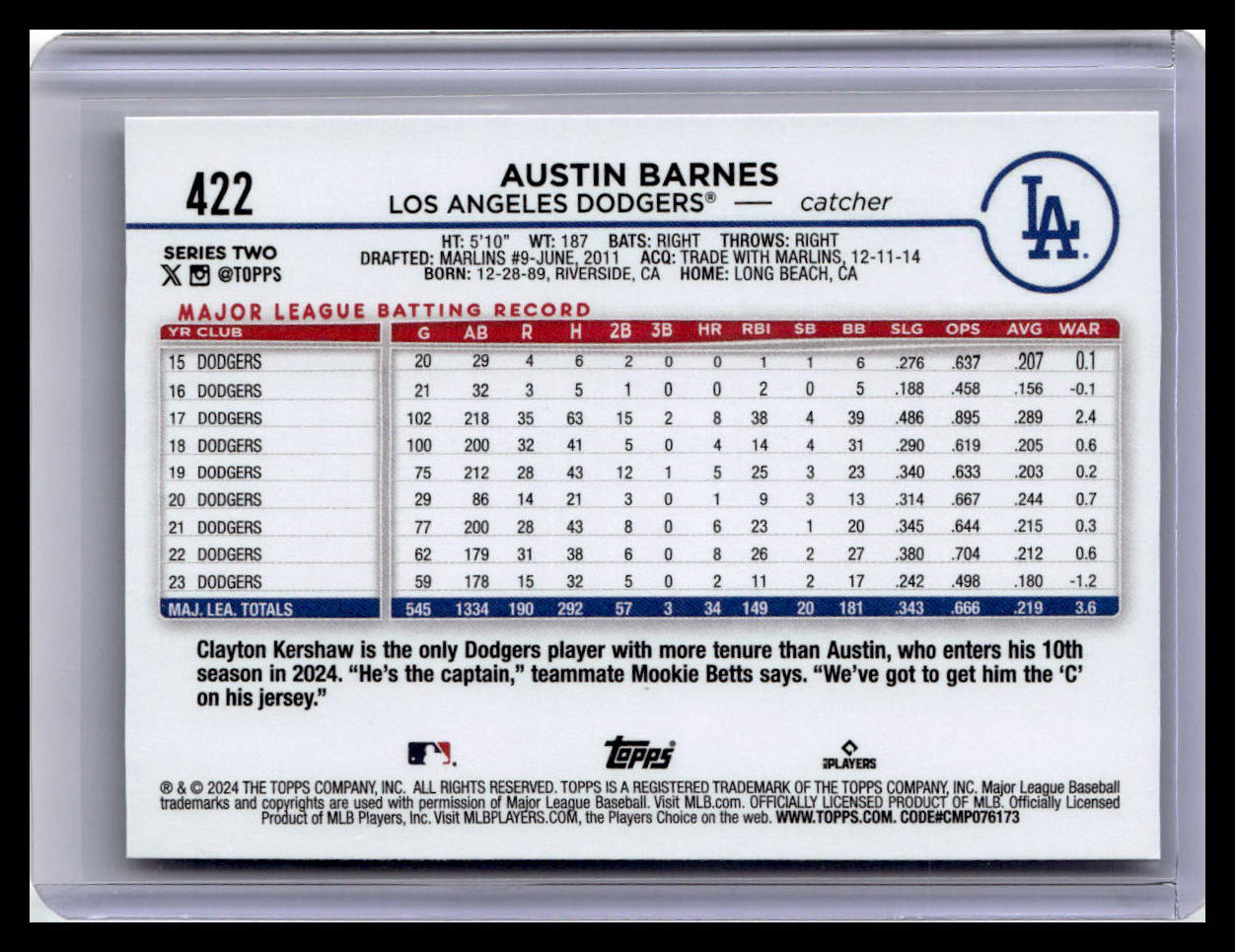 2024 Topps #422 Austin Barnes