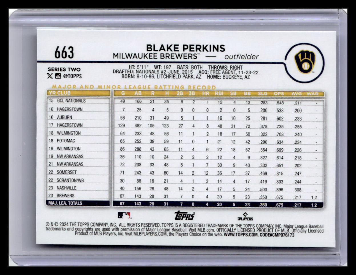 2024 Topps #663 Blake Perkins