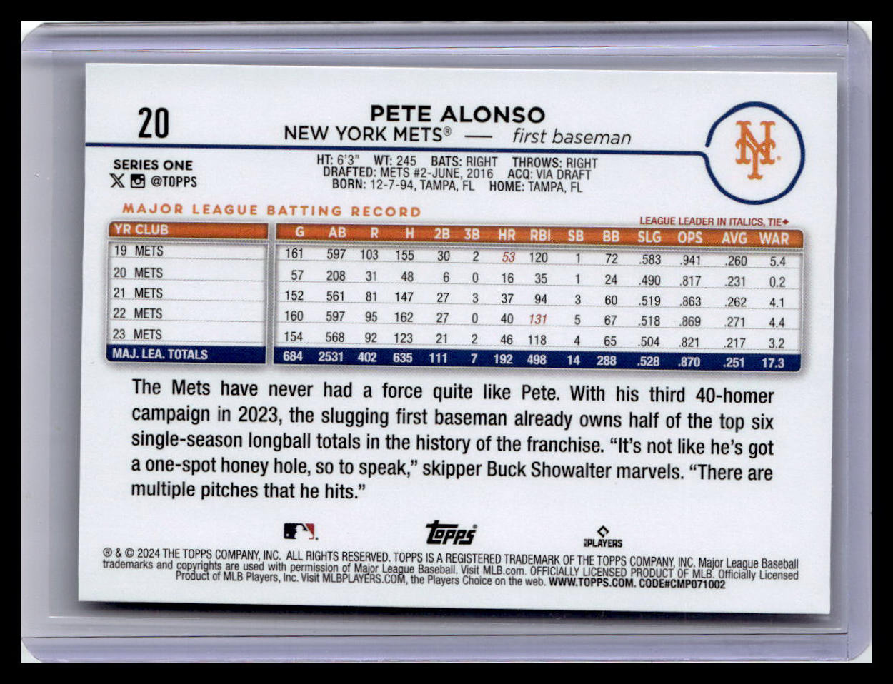 2024 Topps #20 Pete Alonso
