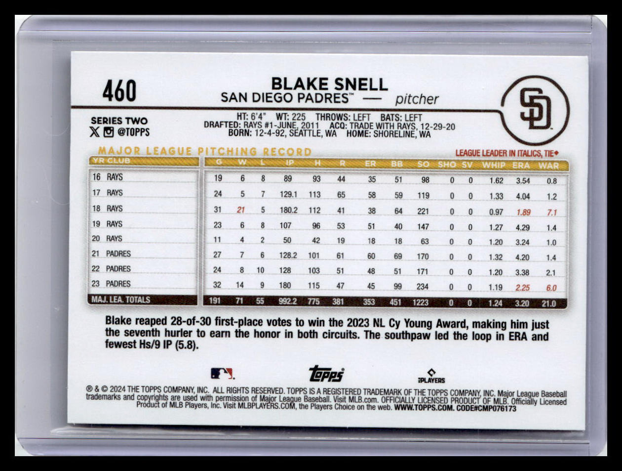 2024 Topps #460 Blake Snell