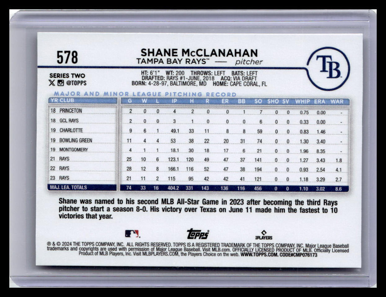 2024 Topps #578 Shane McClanahan