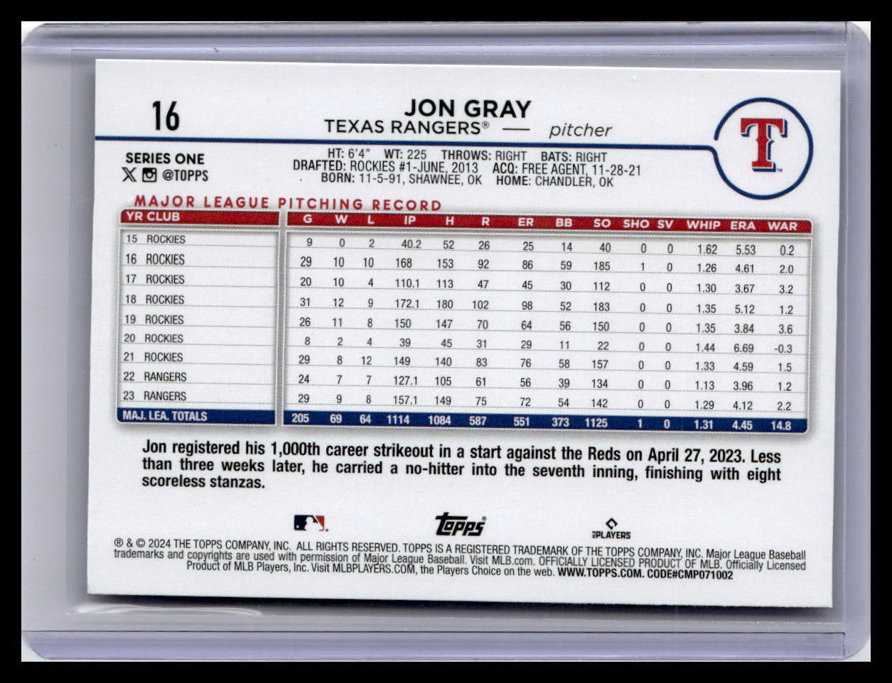 2024 Topps #16 Jon Gray