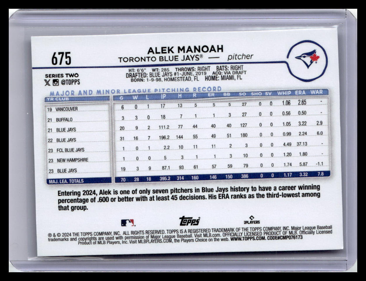 2024 Topps #675 Alek Manoah