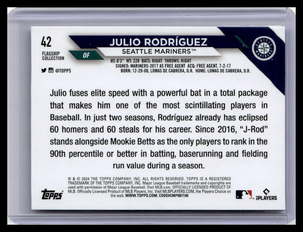 2024 Topps #42 Julio Rodriguez Flagship Collection