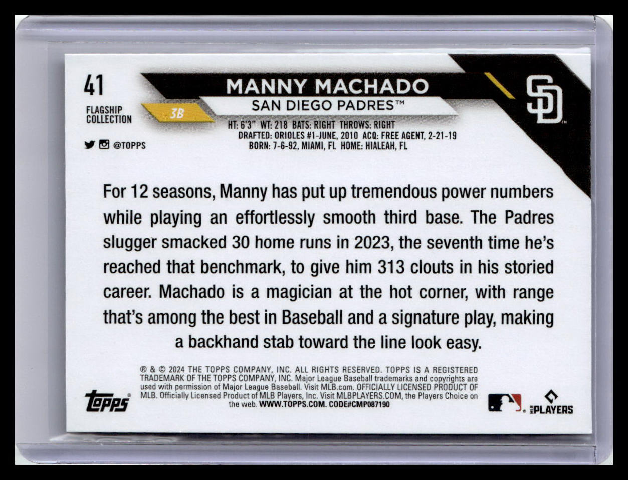 2024 Topps #41 Manny Machado Flagship Collection