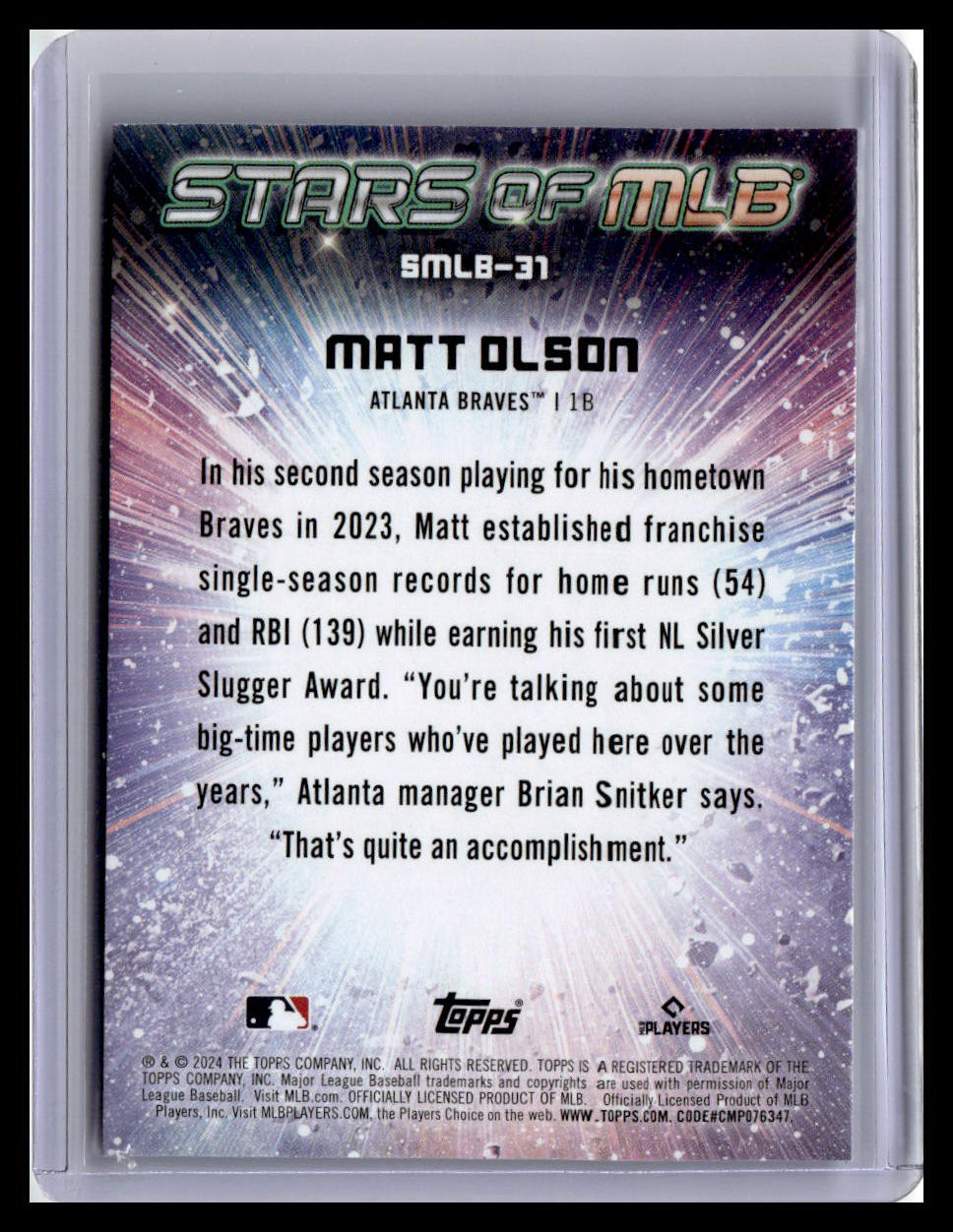 2024 Topps #SMLB-31 Matt Olson Stars of MLB