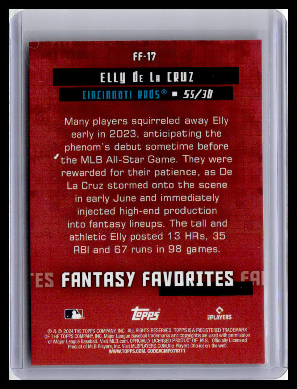 2024 Topps #FF-17 Elly De La Cruz Fantasy Favorites