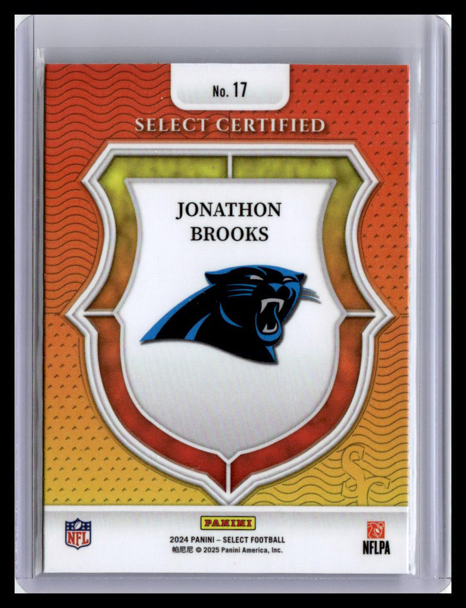 2024 Panini Select #17 Jonathon Brooks Select Certified Rookies