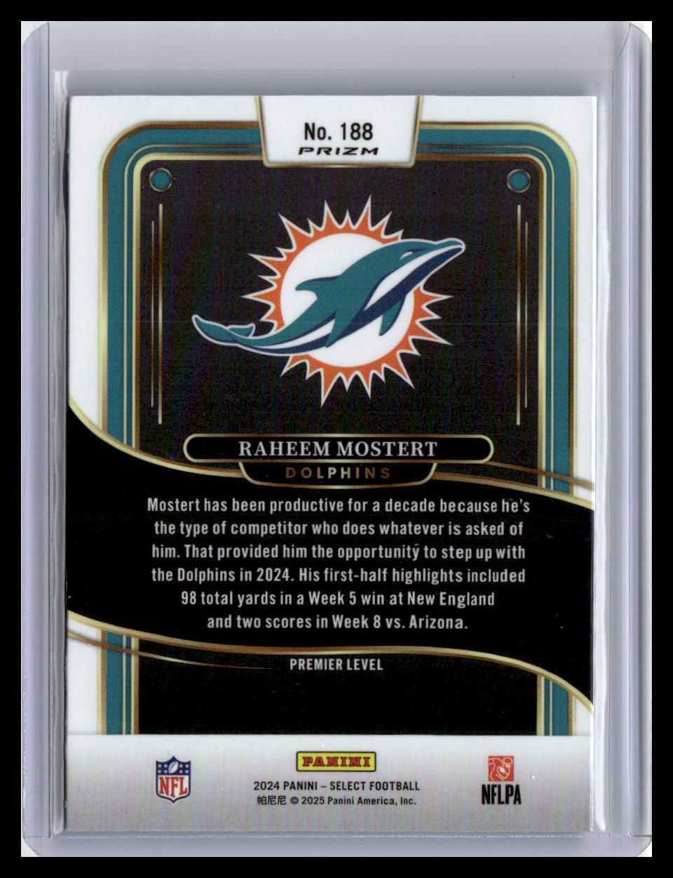 2024 Panini Select #188 Raheem Mostert Green & Yellow Prizm Shock