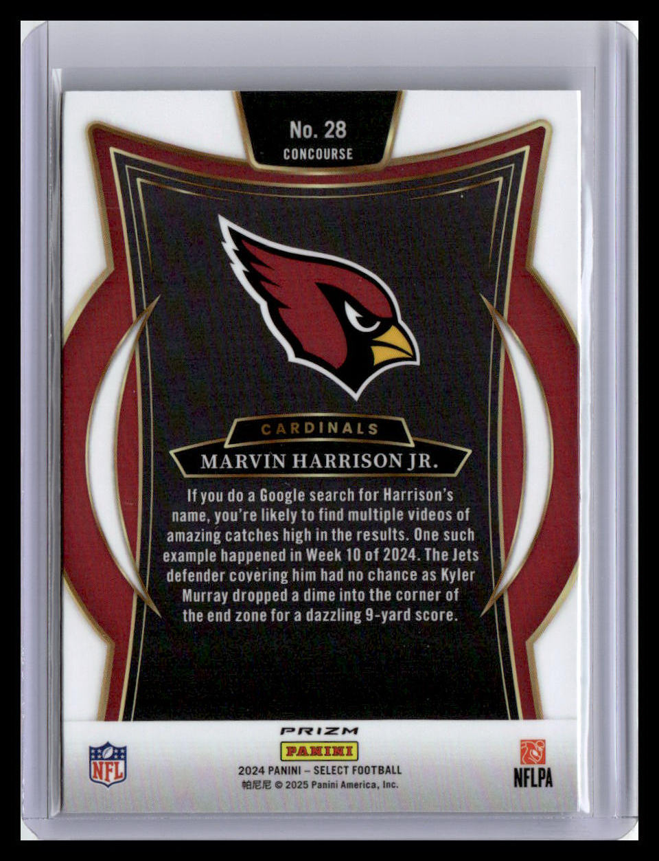 2024 Panini Select #28 Marvin Harrison Jr. Red & Yellow Prizm Shock
