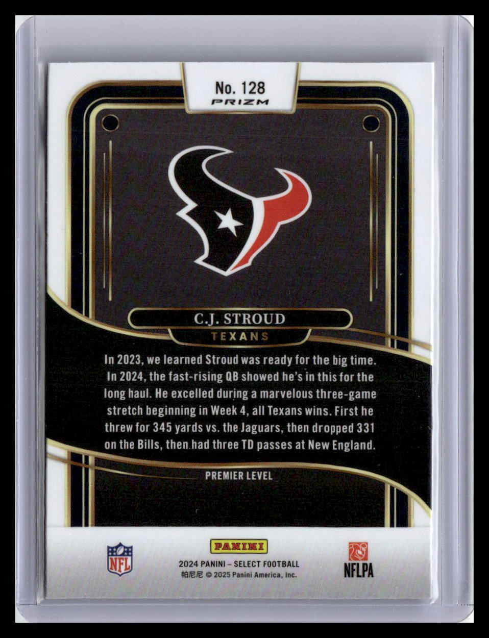 2024 Panini Select #128 C.J. Stroud Black & Orange Prizm Shock