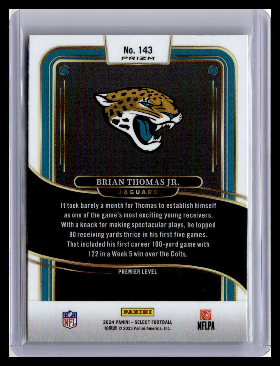 2024 Panini Select #143 Brian Thomas Jr. Black & Orange Prizm Shock