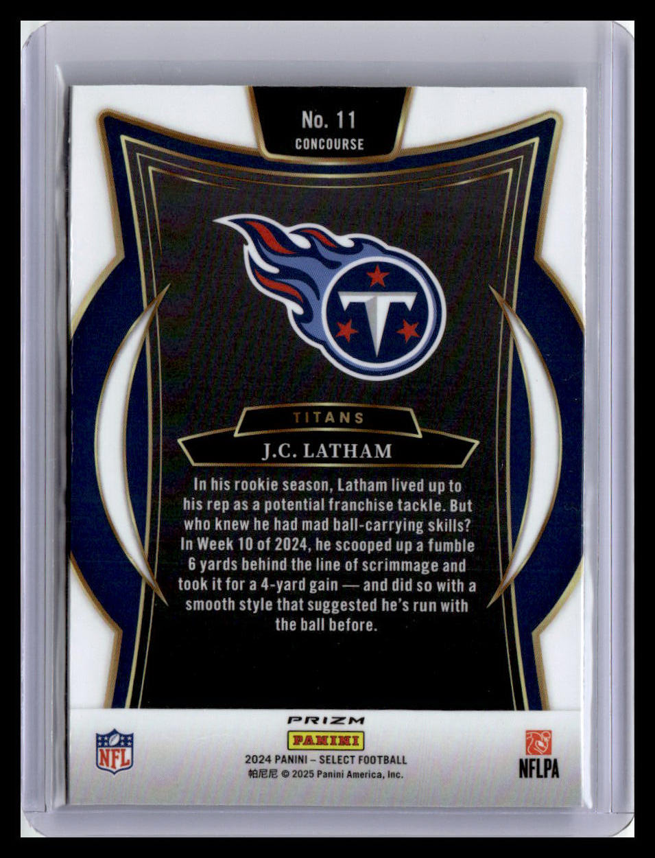 2024 Panini Select #11 J.C. Latham Black & Blue Prizm Shock