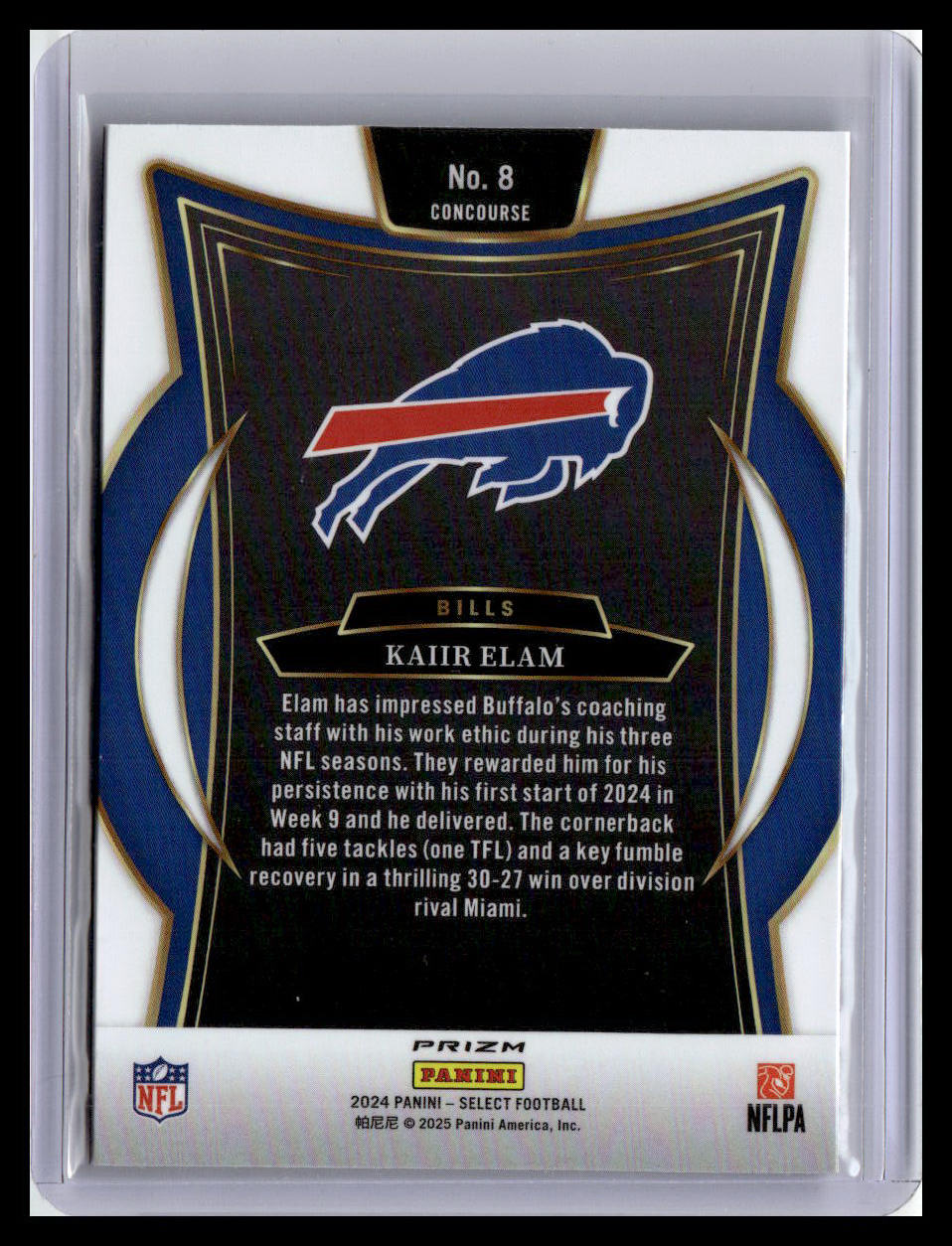 2024 Panini Select #8 Kaiir Elam Black & Orange Prizm Shock