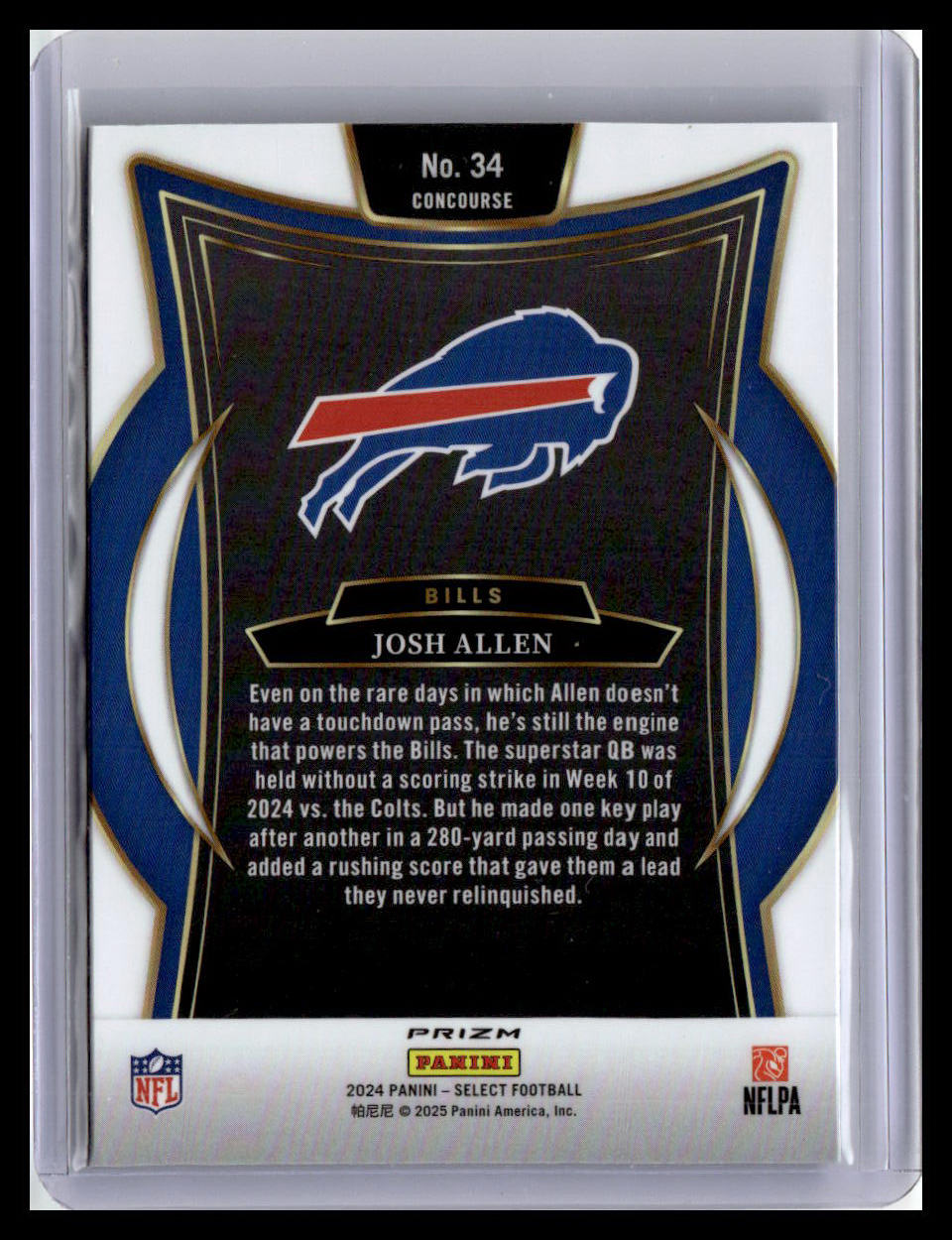 2024 Panini Select #34 Josh Allen Black & Orange Prizm Shock