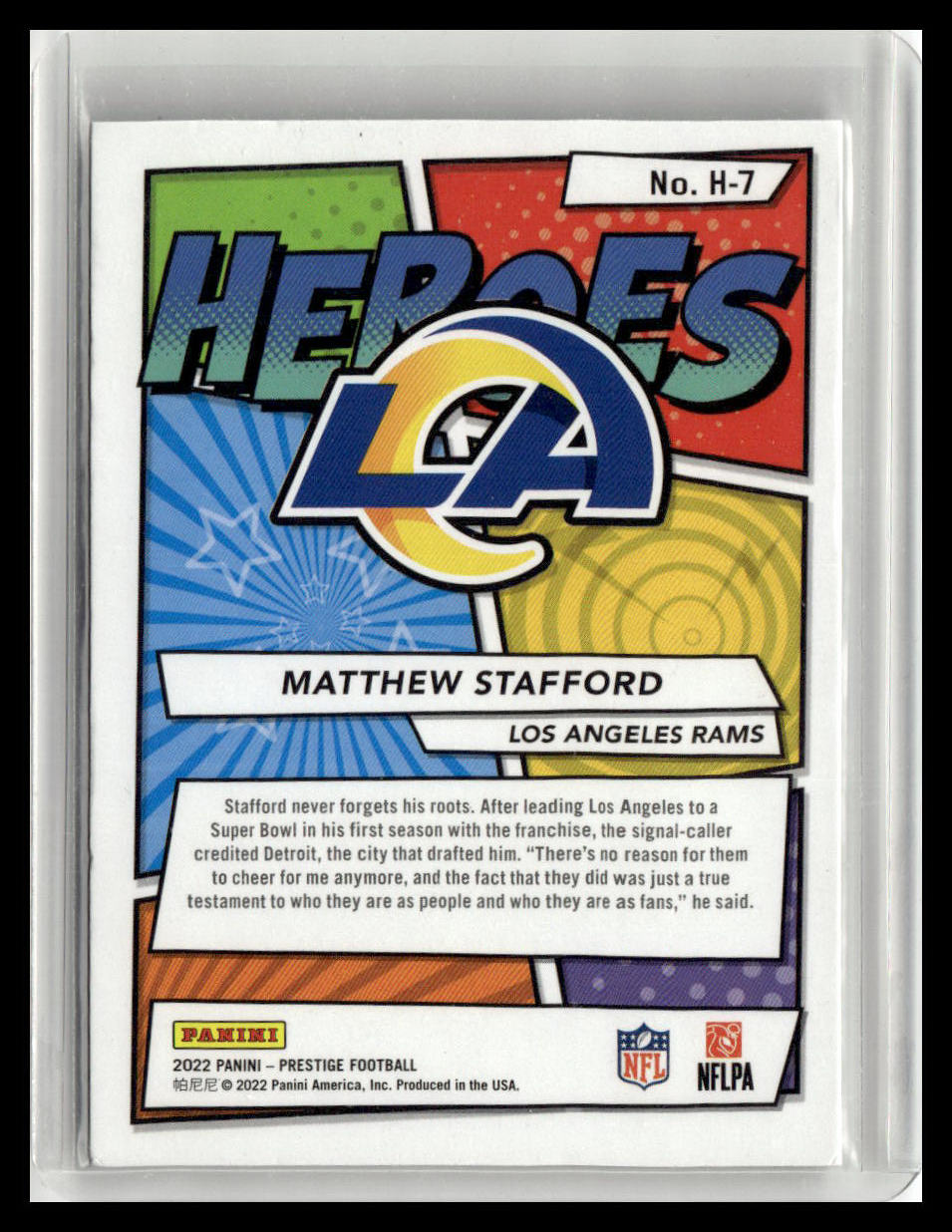 2022 Panini Prestige #H-7 Matthew Stafford Heroes