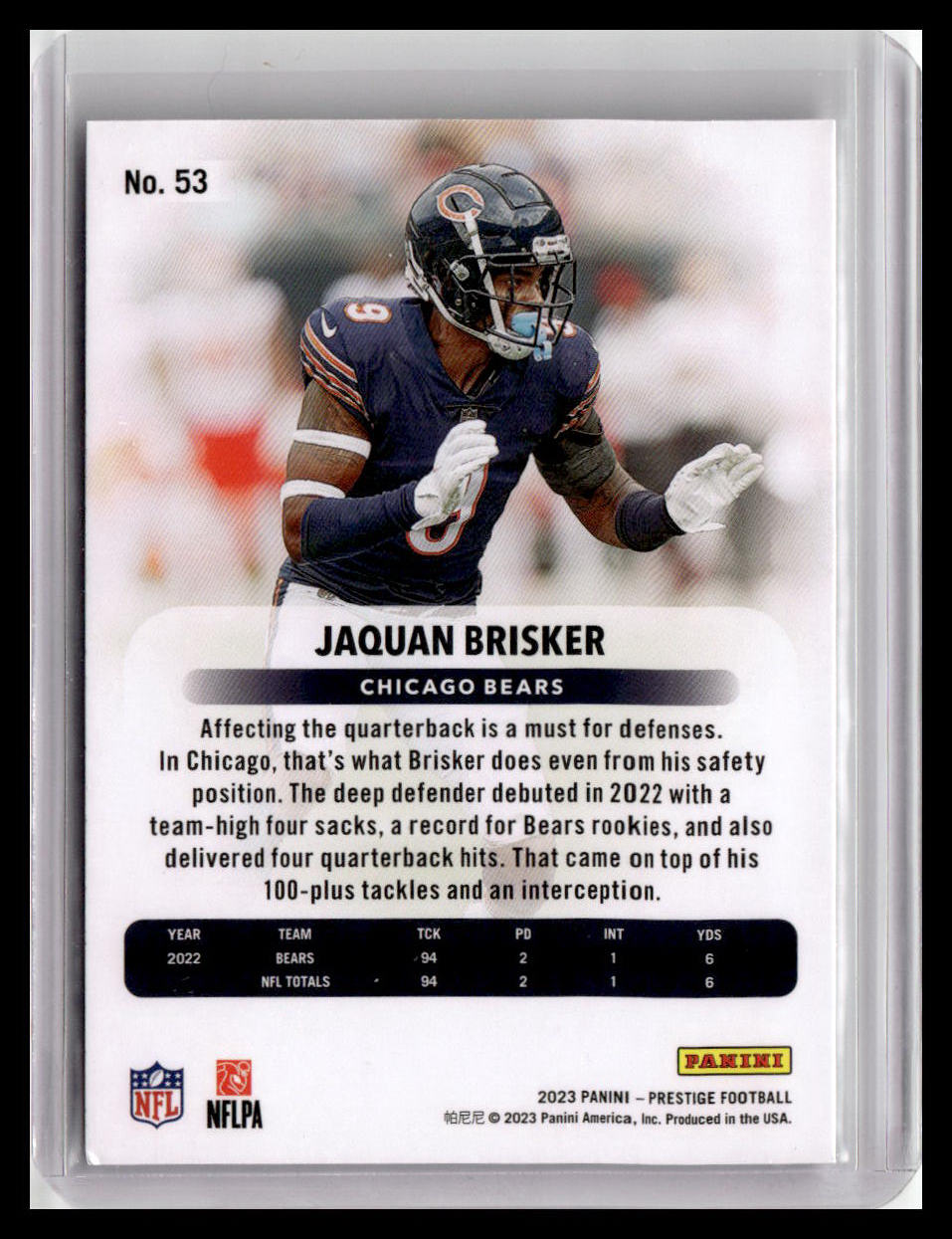 2023 Panini Prestige #53 Jaquan Brisker