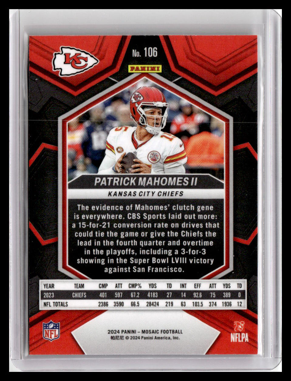 2024 Panini Mosaic #106 Patrick Mahomes II