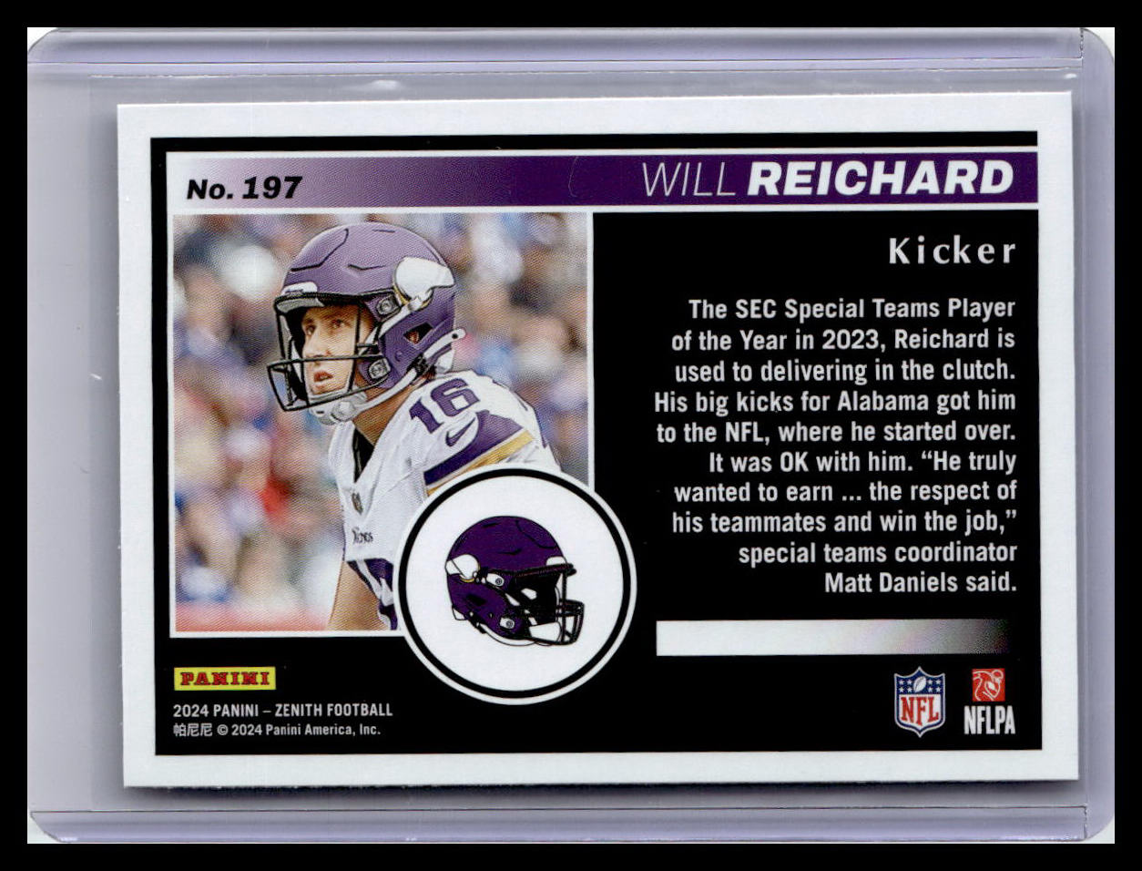 2024 Panini Zenith #197 Will Reichard