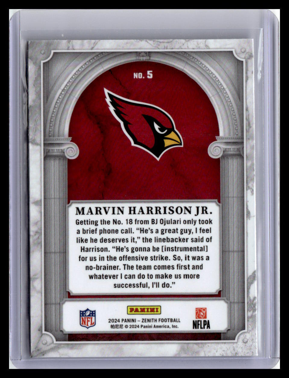 2024 Panini Zenith #5 Marvin Harrison Jr. Z Marquee