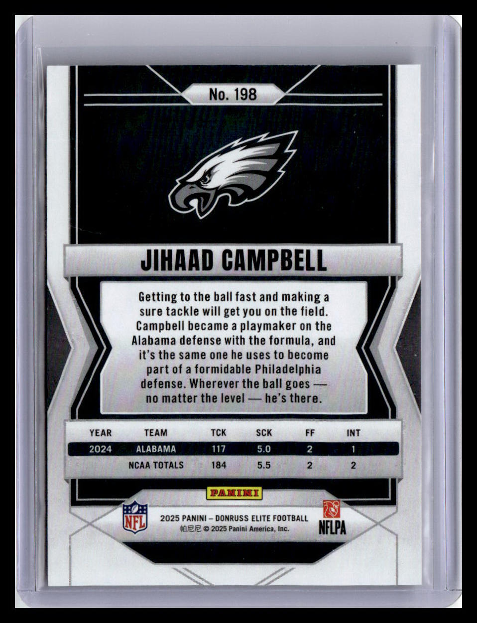 2025 Donruss Elite #198 Jihaad Campbell Red Shock 21/999