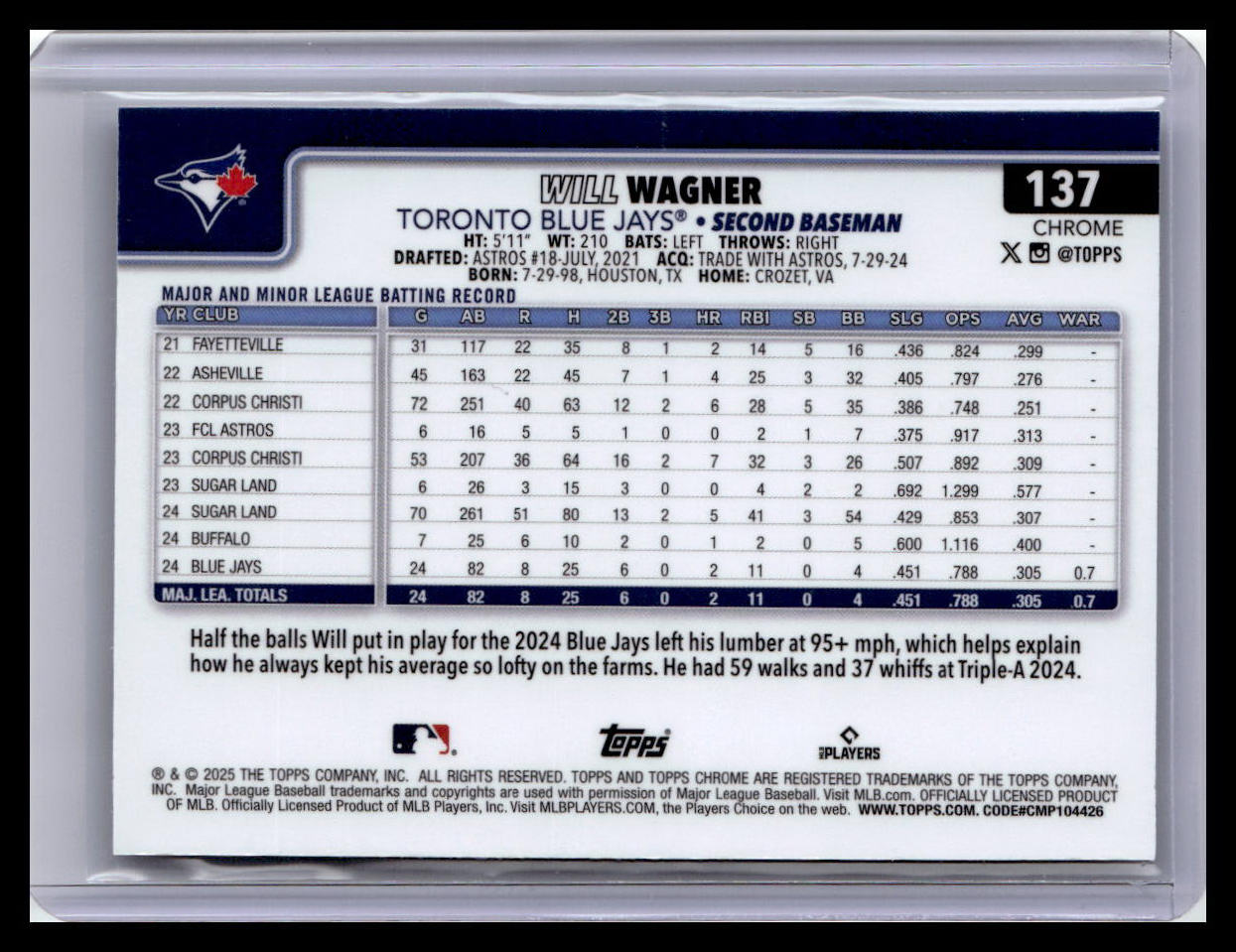 2025 Topps Chrome #137 Will Wagner