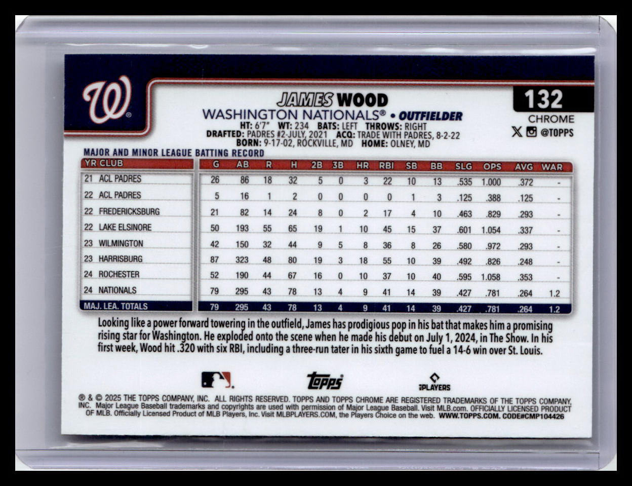 2025 Topps Chrome #132 James Wood