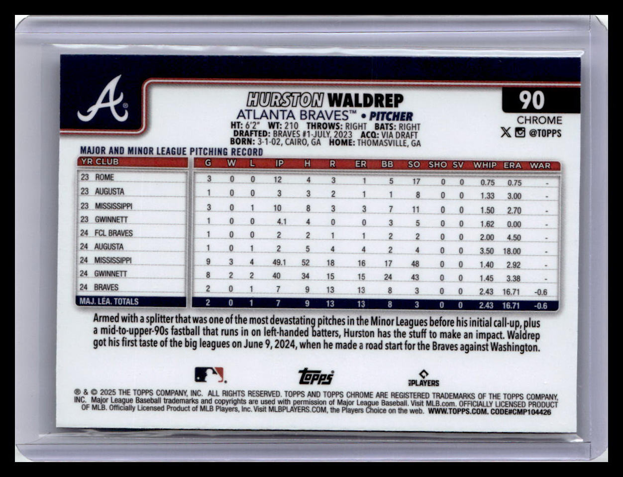 2025 Topps Chrome #90 Hurston Waldrep