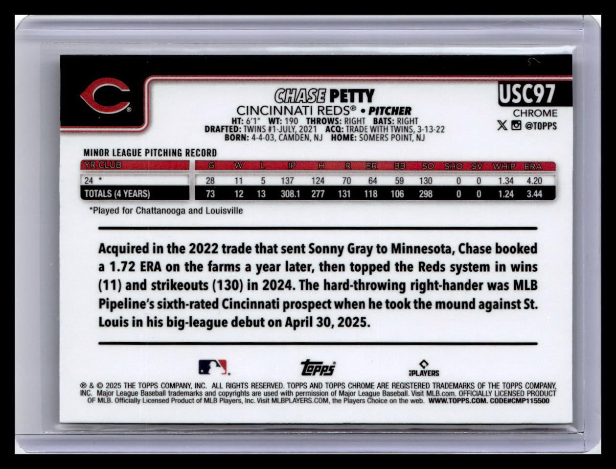 2025 Topps Chrome Update #USC97 Chase Petty