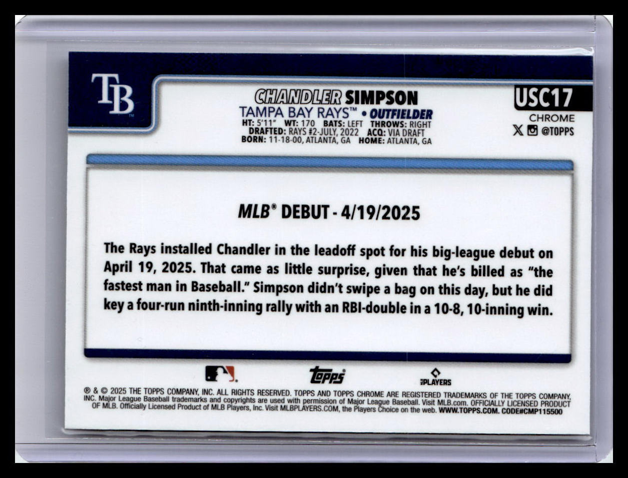 2025 Topps Chrome Update #USC17 Chandler Simpson X-Fractors