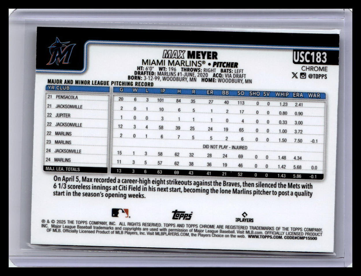 2025 Topps Chrome Update #USC183 Max Meyer X-Fractors