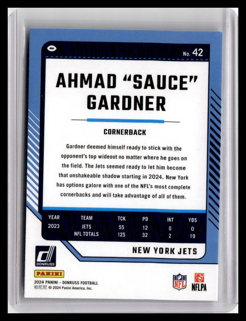 2024 Donruss #42 Ahmad "Sauce" Gardner