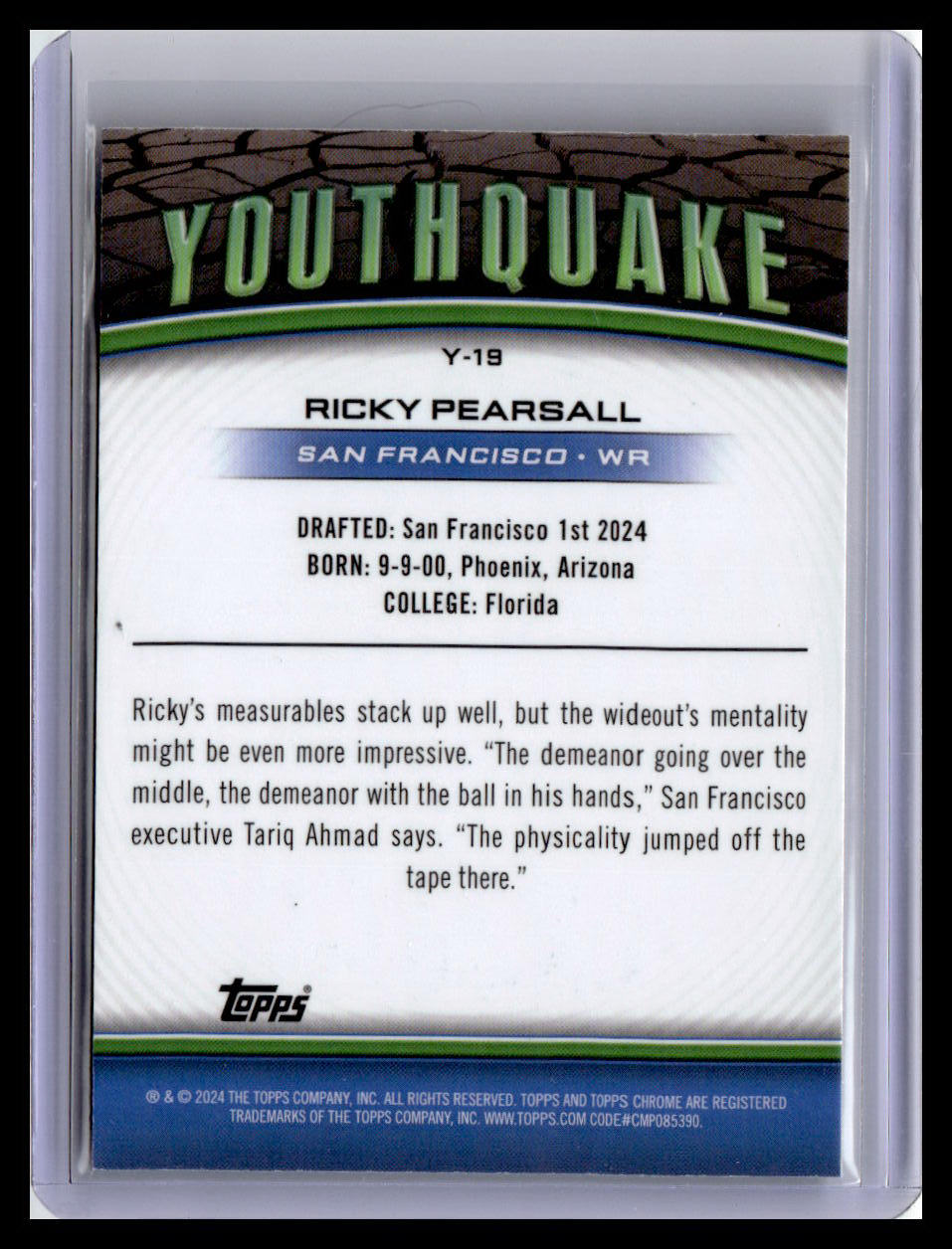 2024 Topps Chrome #Y-19 Ricky Pearsall Youthquake X-Fractor