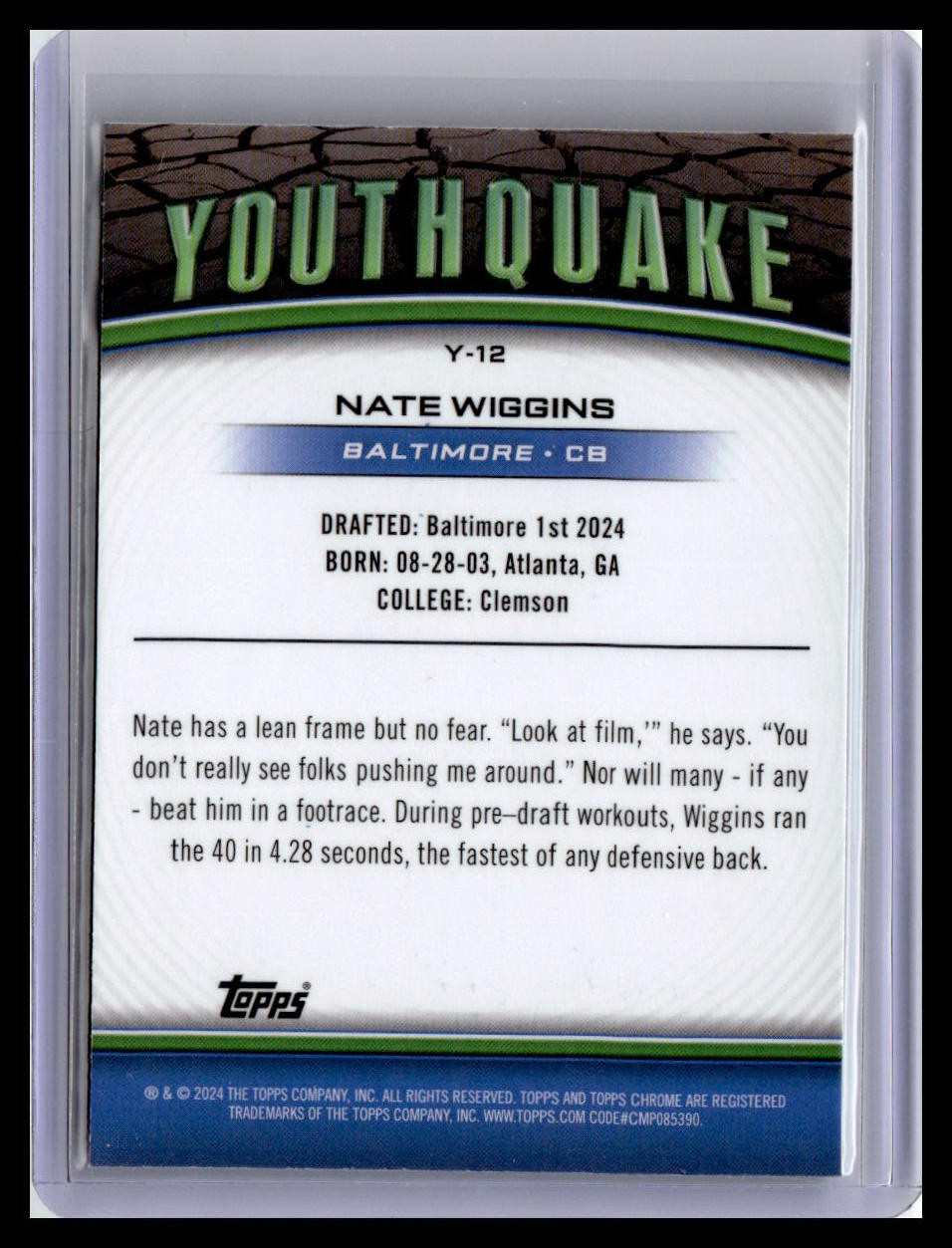 2024 Topps Chrome #Y-12 Nate Wiggins Youthquake X-Fractor