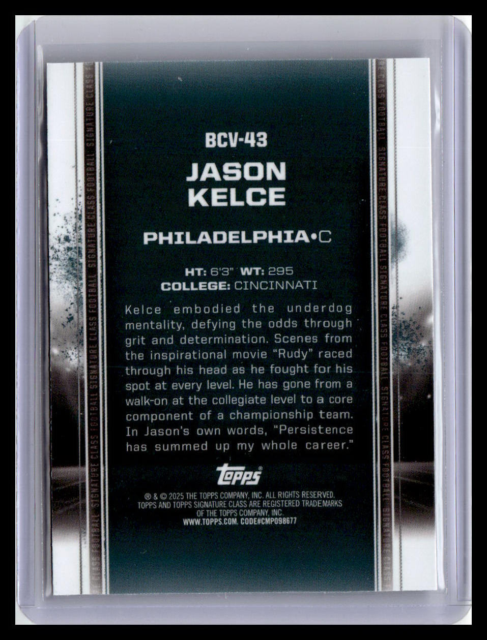 2024 Topps Signature Class #BCV-43 Jason Kelce Base Chrome Variation