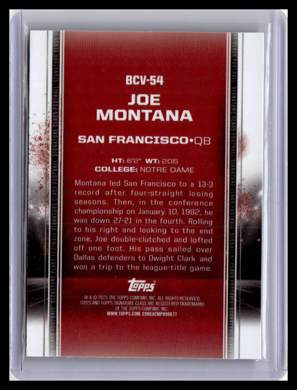 2024 Topps Signature Class #BCV-54 Joe Montana Base Chrome Variation