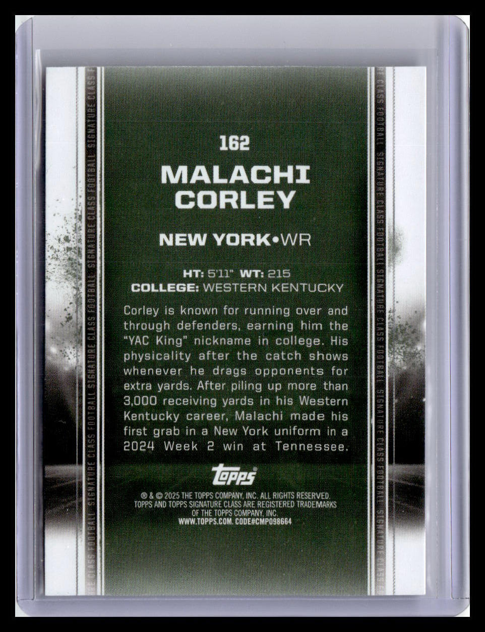 2024 Topps Signature Class #162 Malachi Corley Bronze