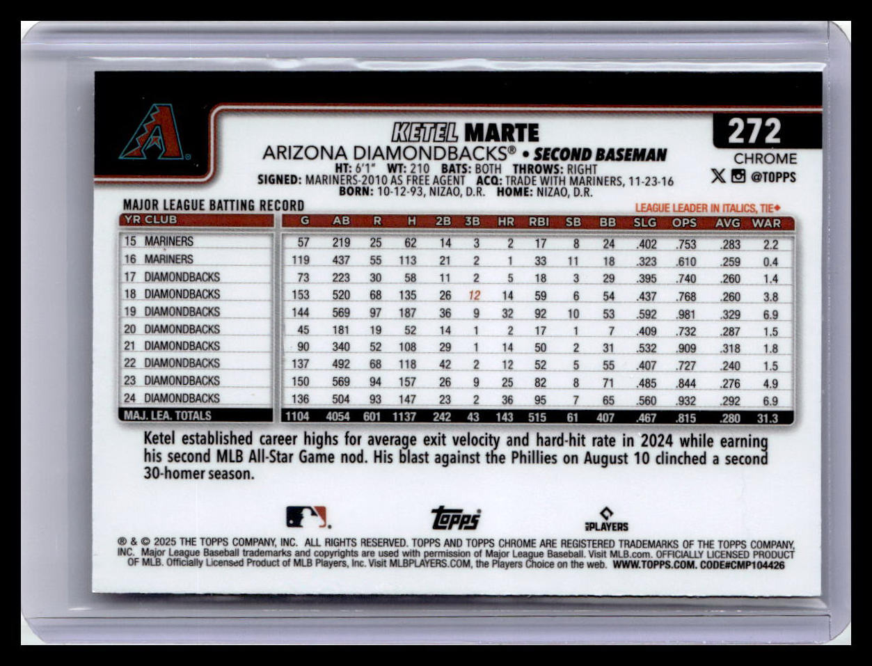 2025 Topps Chrome Logofractor Edition #272 Ketel Marte