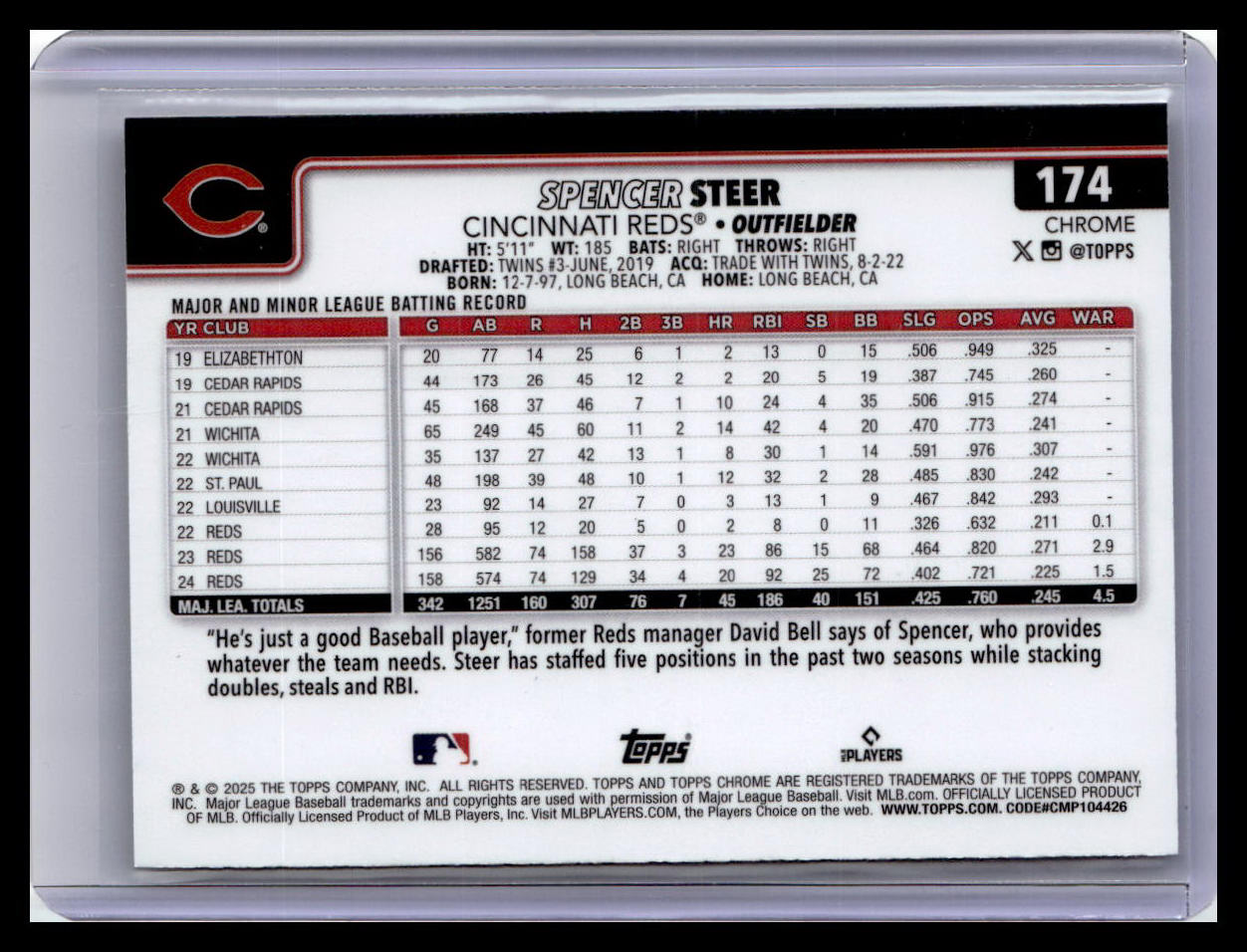 2025 Topps Chrome #174 Spencer Steer