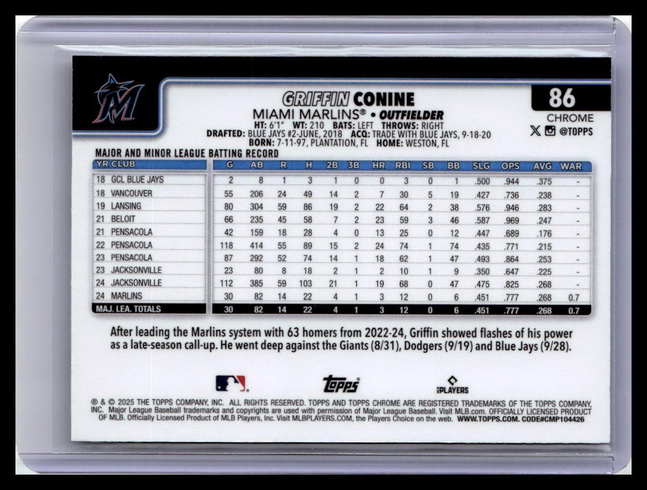 2025 Topps Chrome #86 Griffin Conine