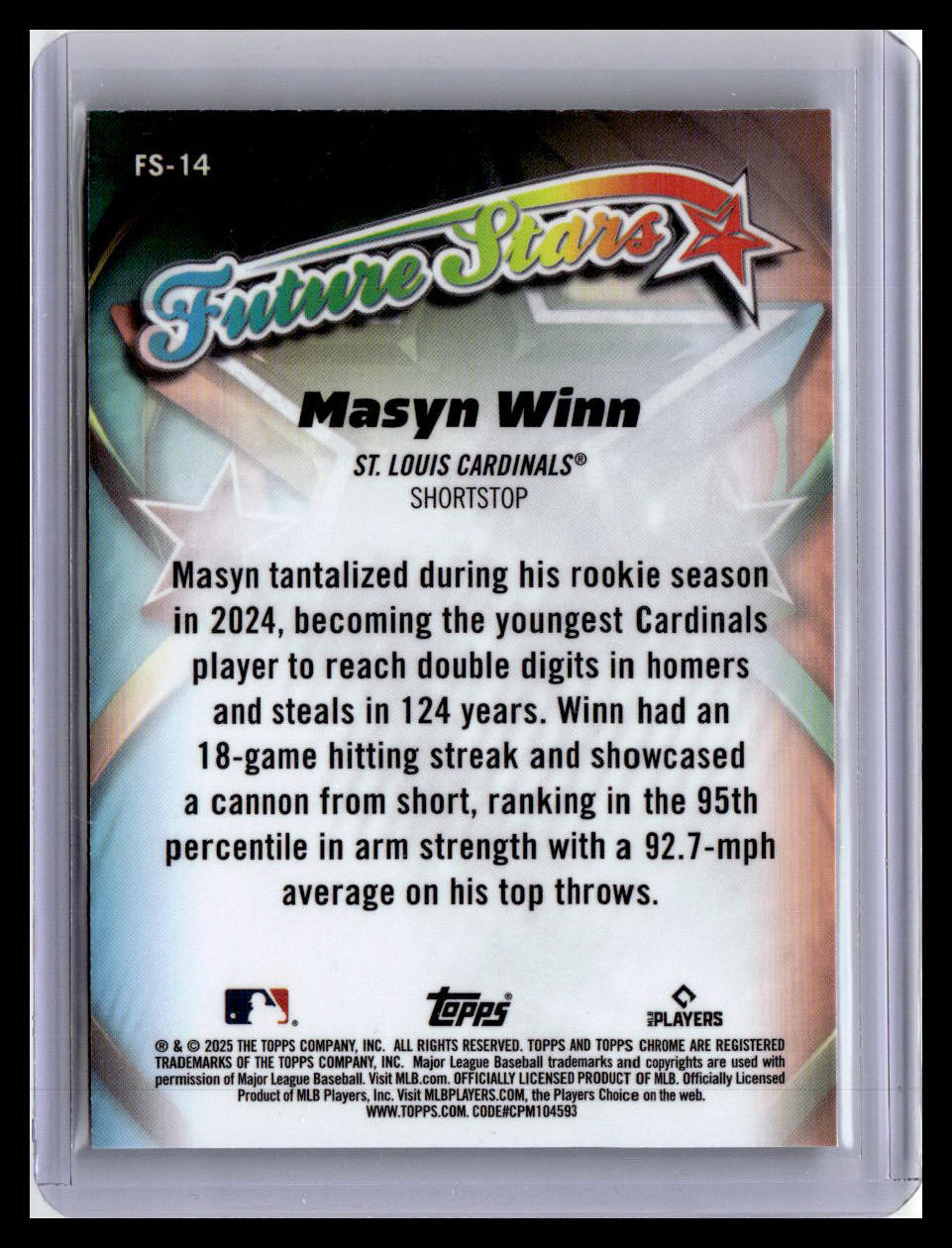 2025 Topps Chrome #FS-14 Masyn Winn Future Stars