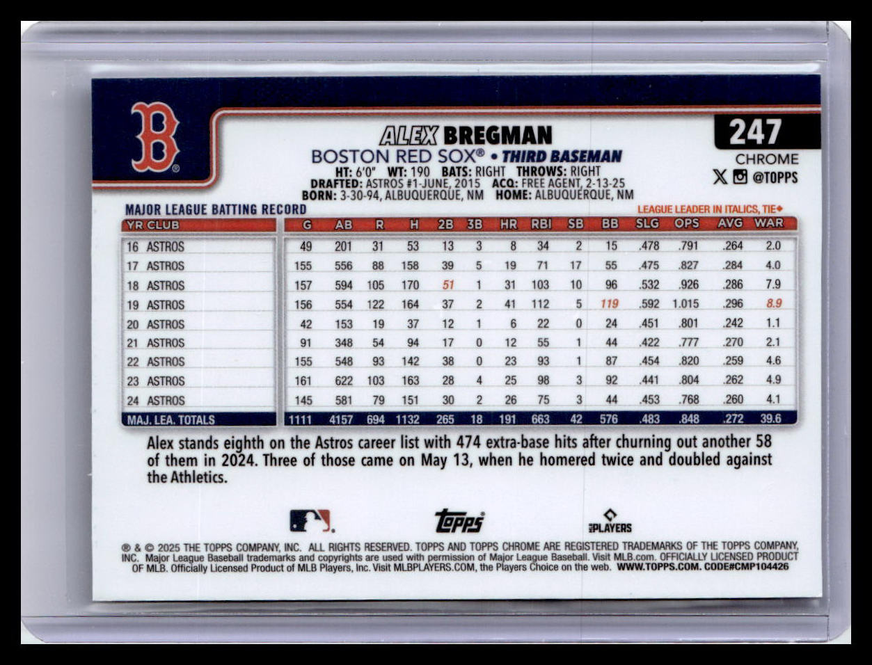 2025 Topps Chrome #247 Alex Bregman