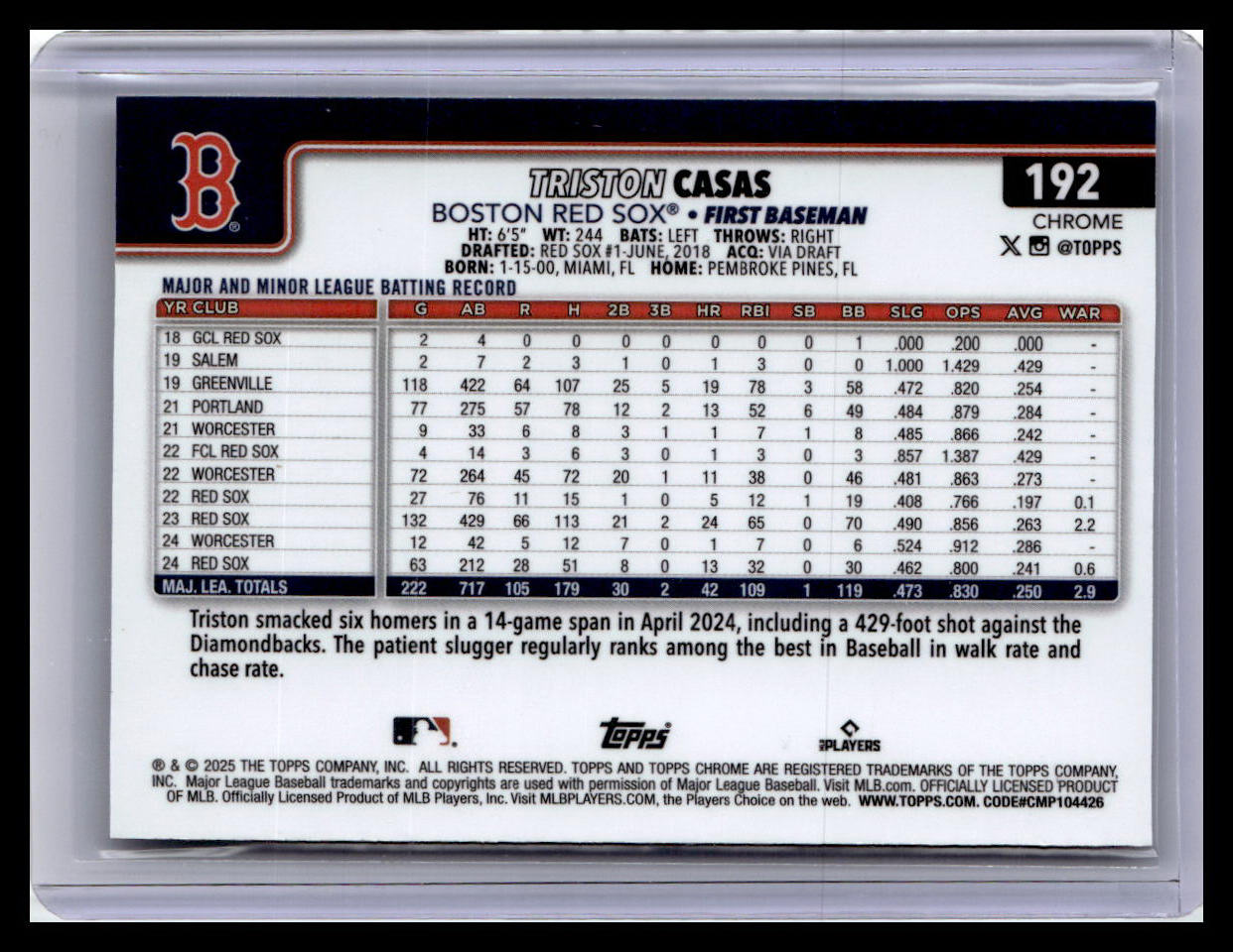 2025 Topps Chrome #192 Triston Casas