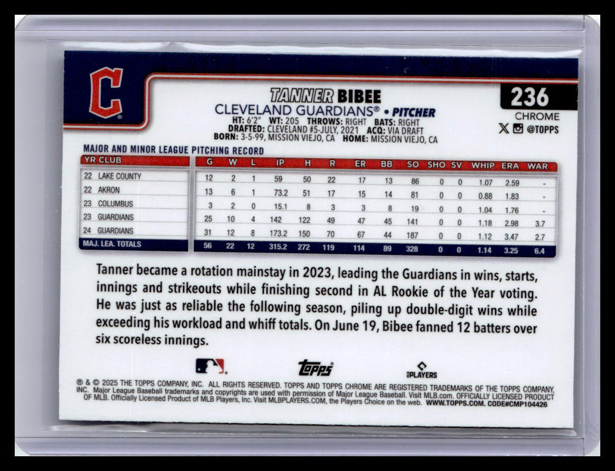 2025 Topps Chrome #236 Tanner Bibee