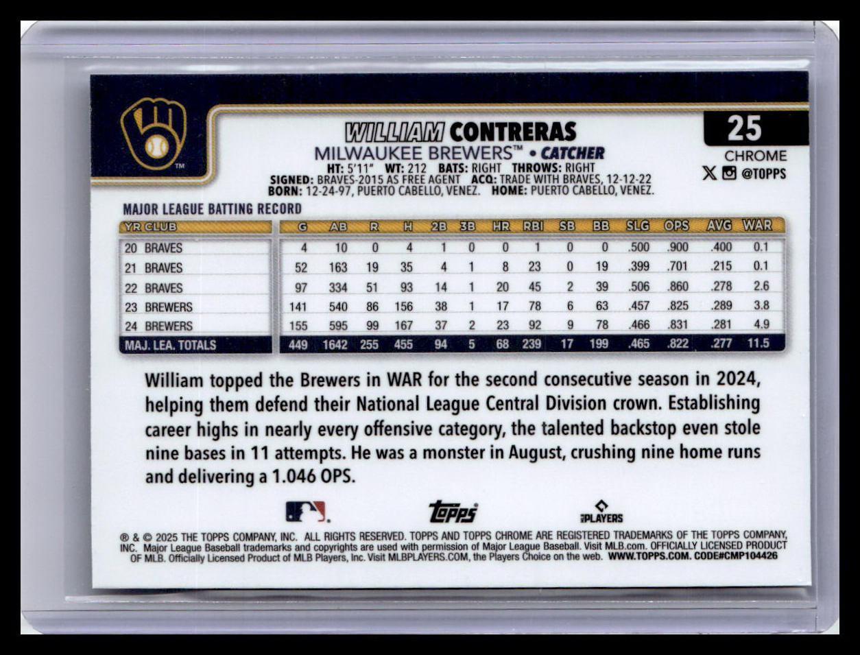 2025 Topps Chrome #25 William Contreras